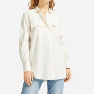 Everlane THE WASHABLE SILK Relaxed Shirt Cream XL